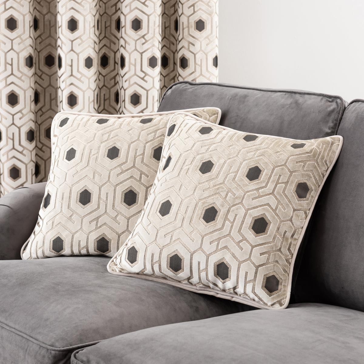 Geo Cut Velvet Champagne Cushion Champagne – image 2