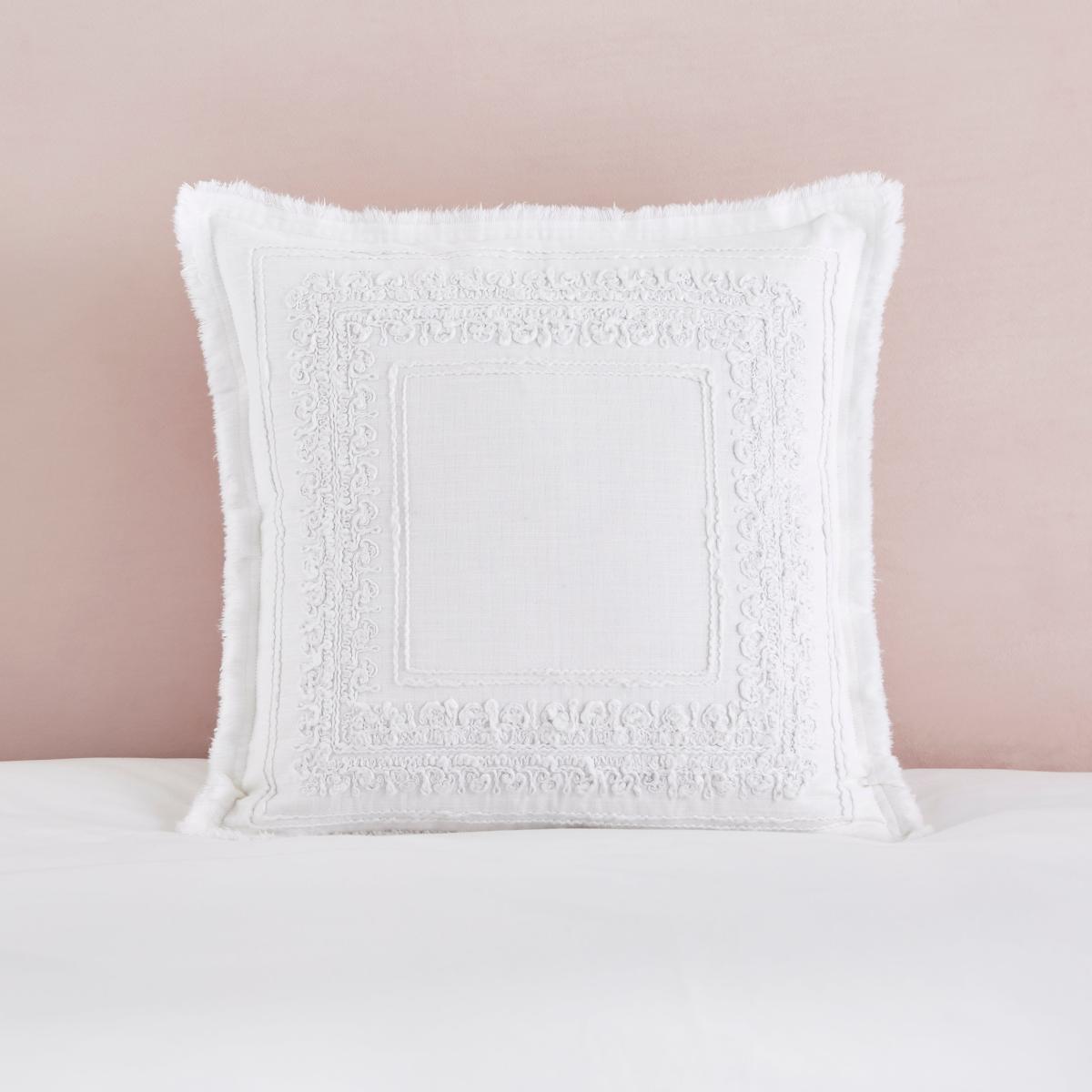Dorma Purity Burley Embroidered Cushion White – image 1