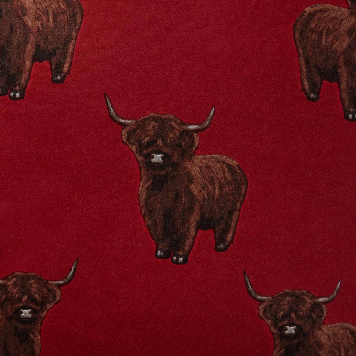 Highland Cow Brushed Cotton Cushion Burgundy – image 2