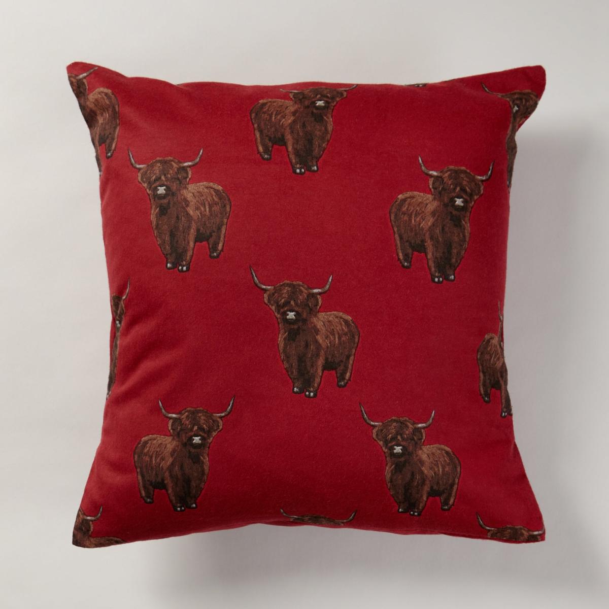 Highland Cow Brushed Cotton Cushion Burgundy – image 3