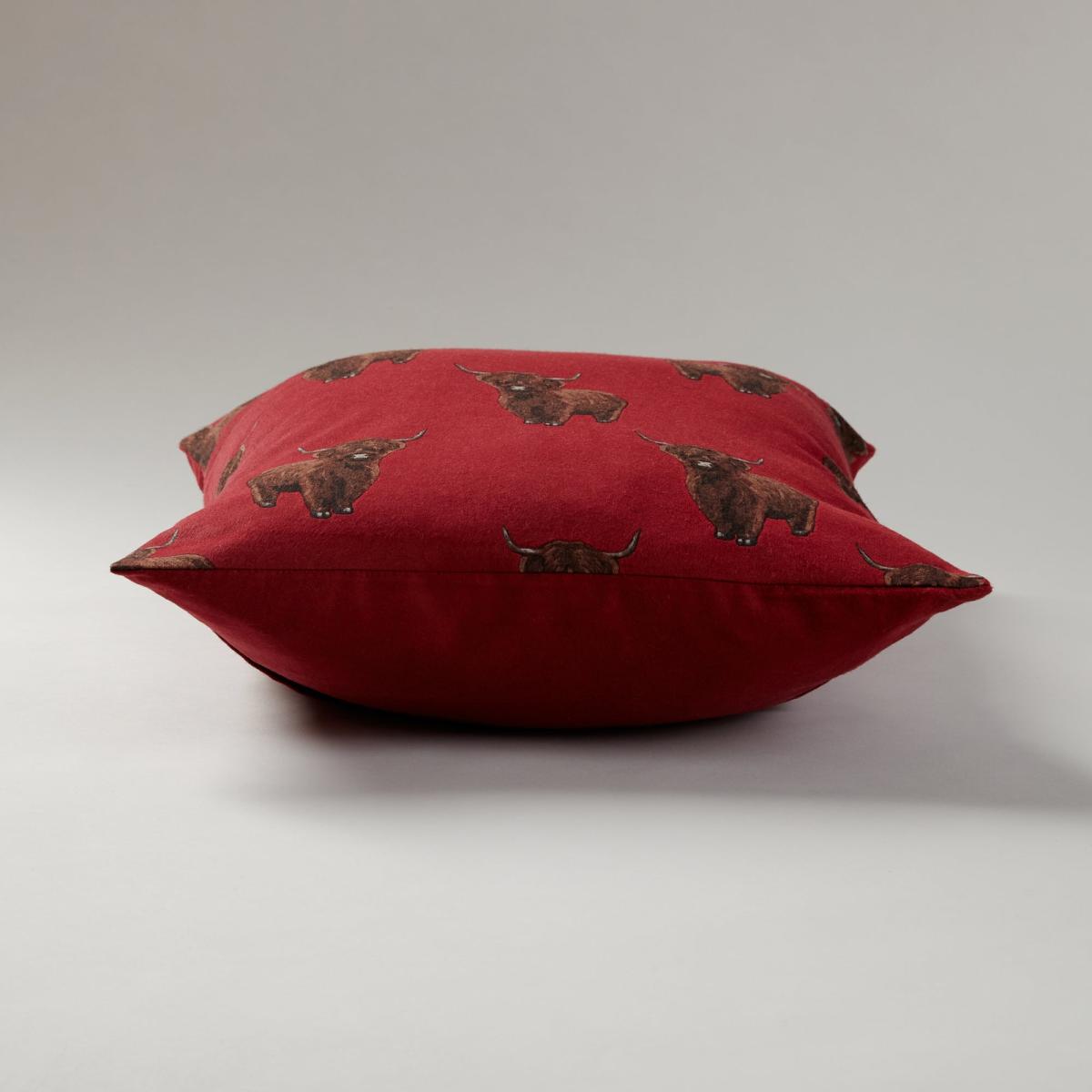Highland Cow Brushed Cotton Cushion Burgundy – image 5
