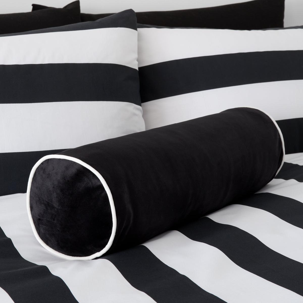 Style Sisters Velvet Bolster Cushion Black – image 1