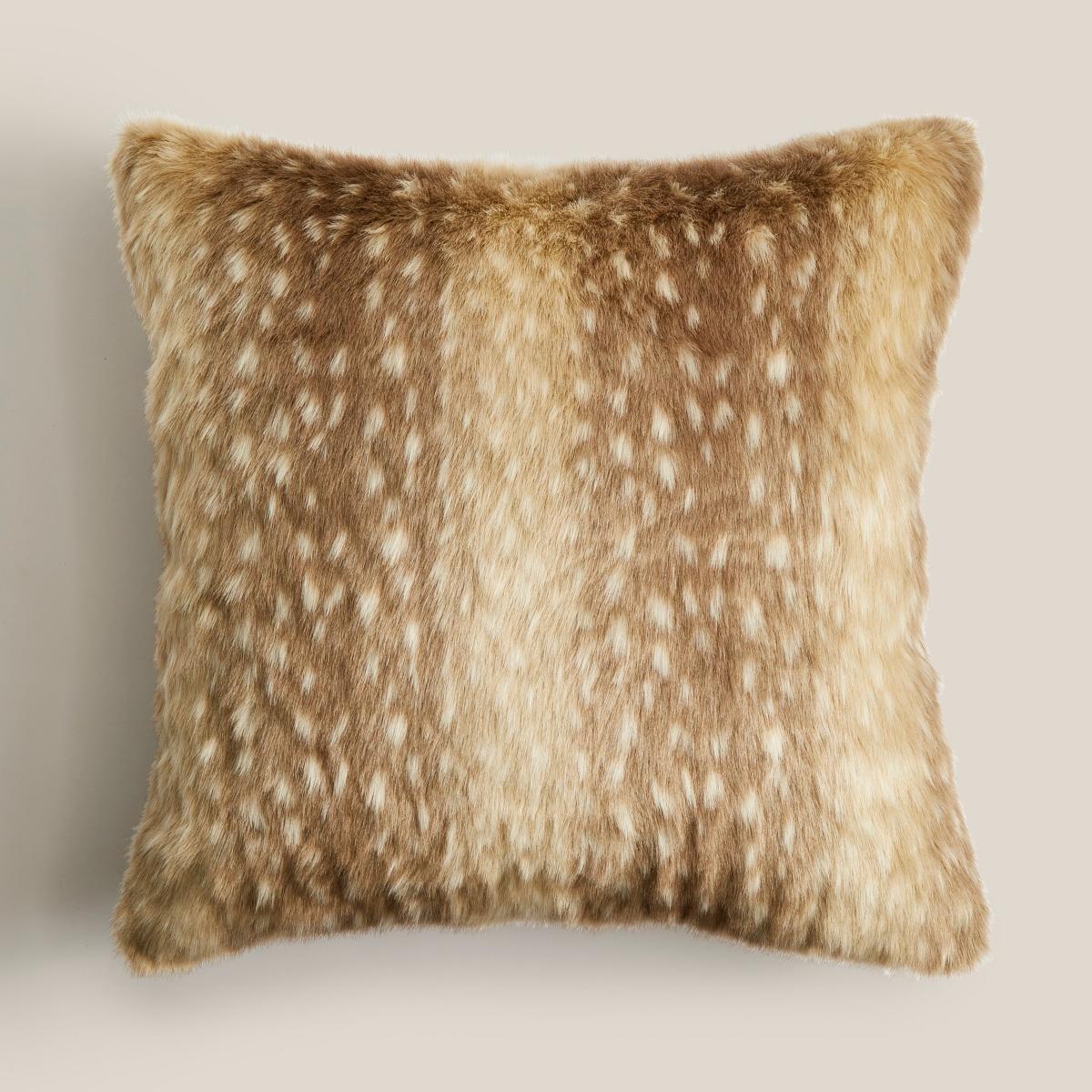 Deer Faux Fur Cushion MultiColoured – image 2