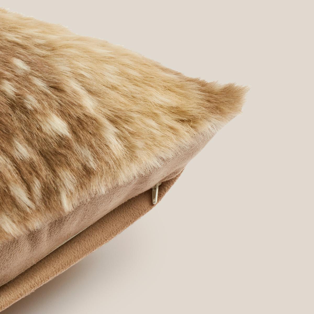 Deer Faux Fur Cushion MultiColoured – image 5