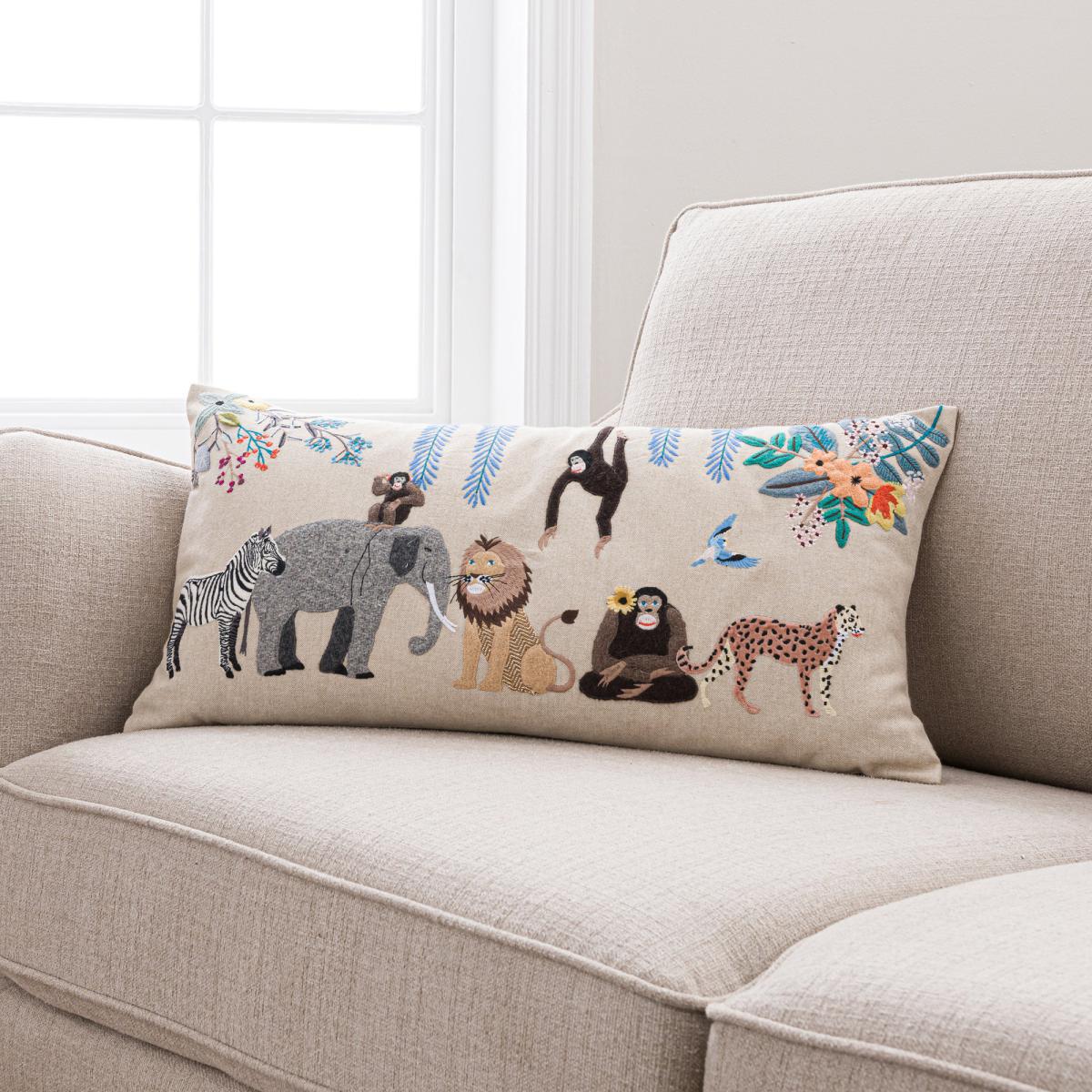 Serengeti Animals Cushion Brown/Blue/Yellow – image 2