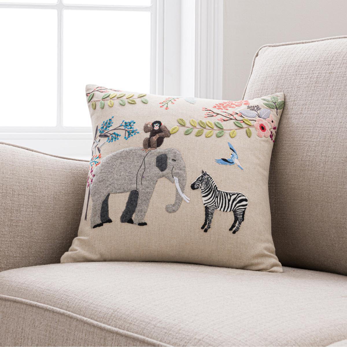Serengeti Animals Cushion Brown/Blue/Yellow – image 3
