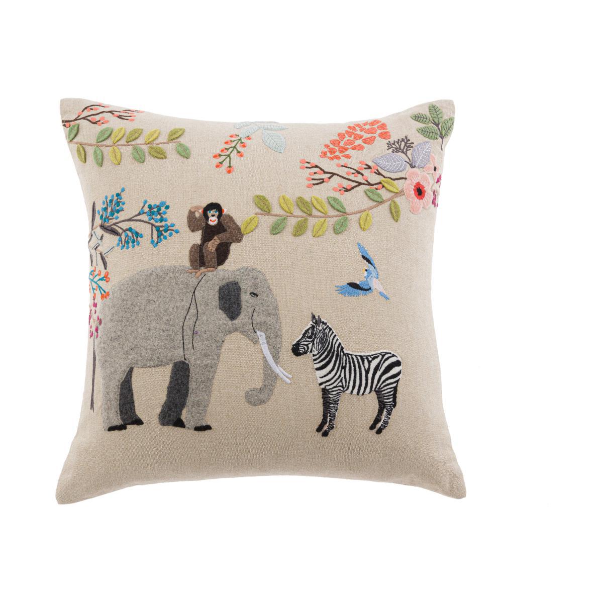 Serengeti Animals Cushion Brown/Blue/Yellow – image 1