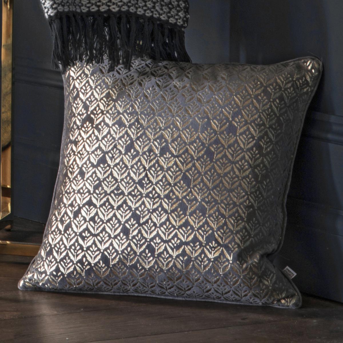 Gold Foil Printed Cushion Grey – image 2