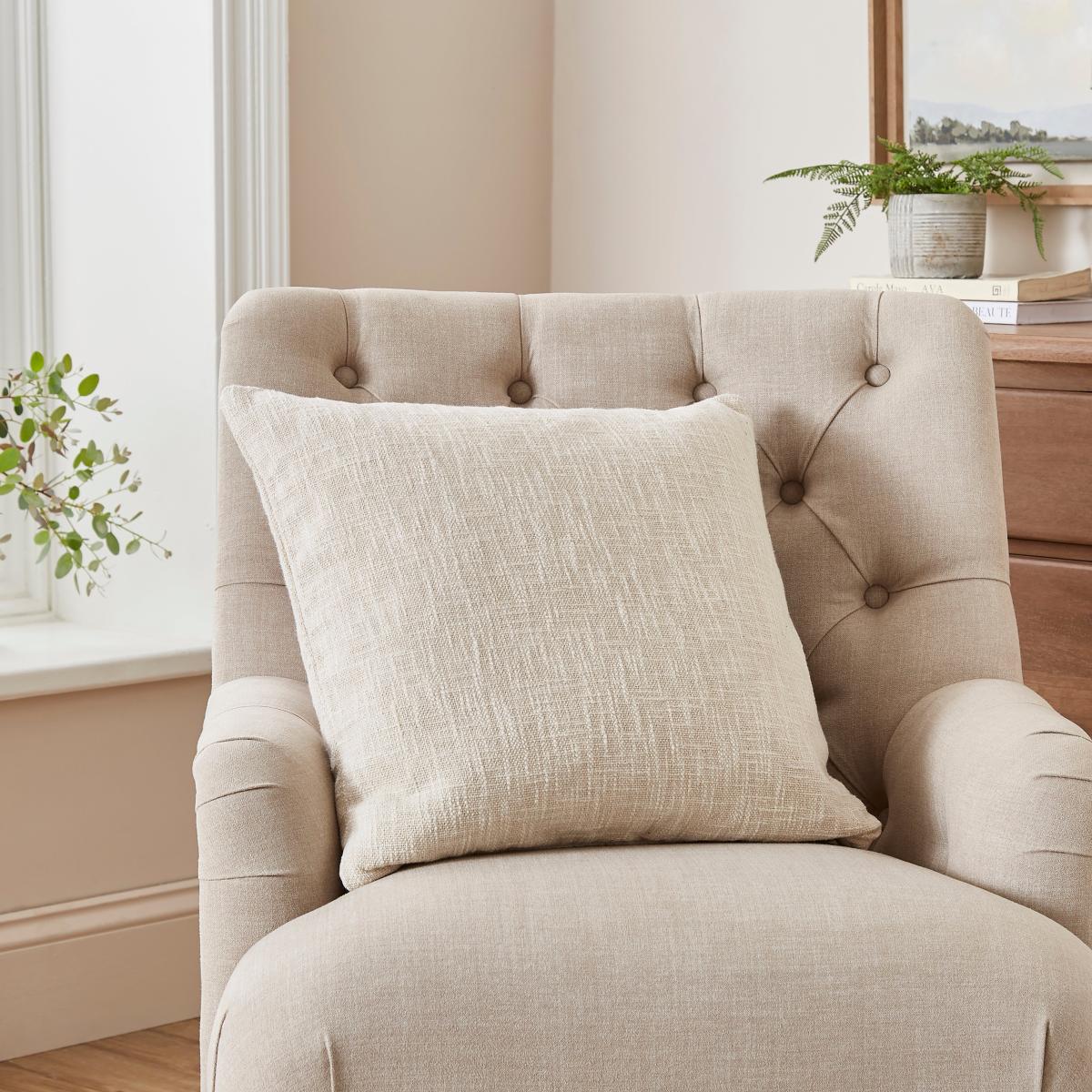 Woven Cotton Cushion Ivory