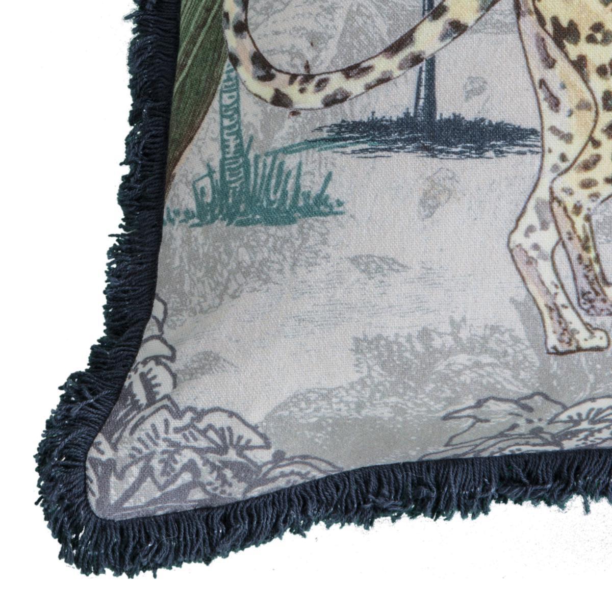 Leopard Fringe Cushion Grey – image 3