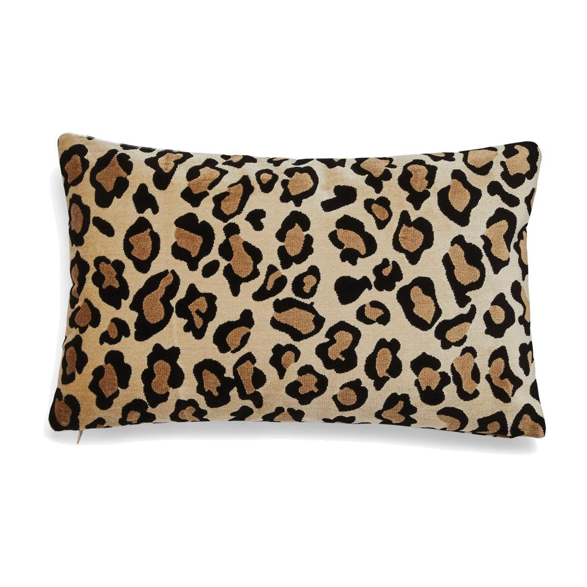 Luxe Leopard Velvet Cushion Beige, Brown and Black – image 1