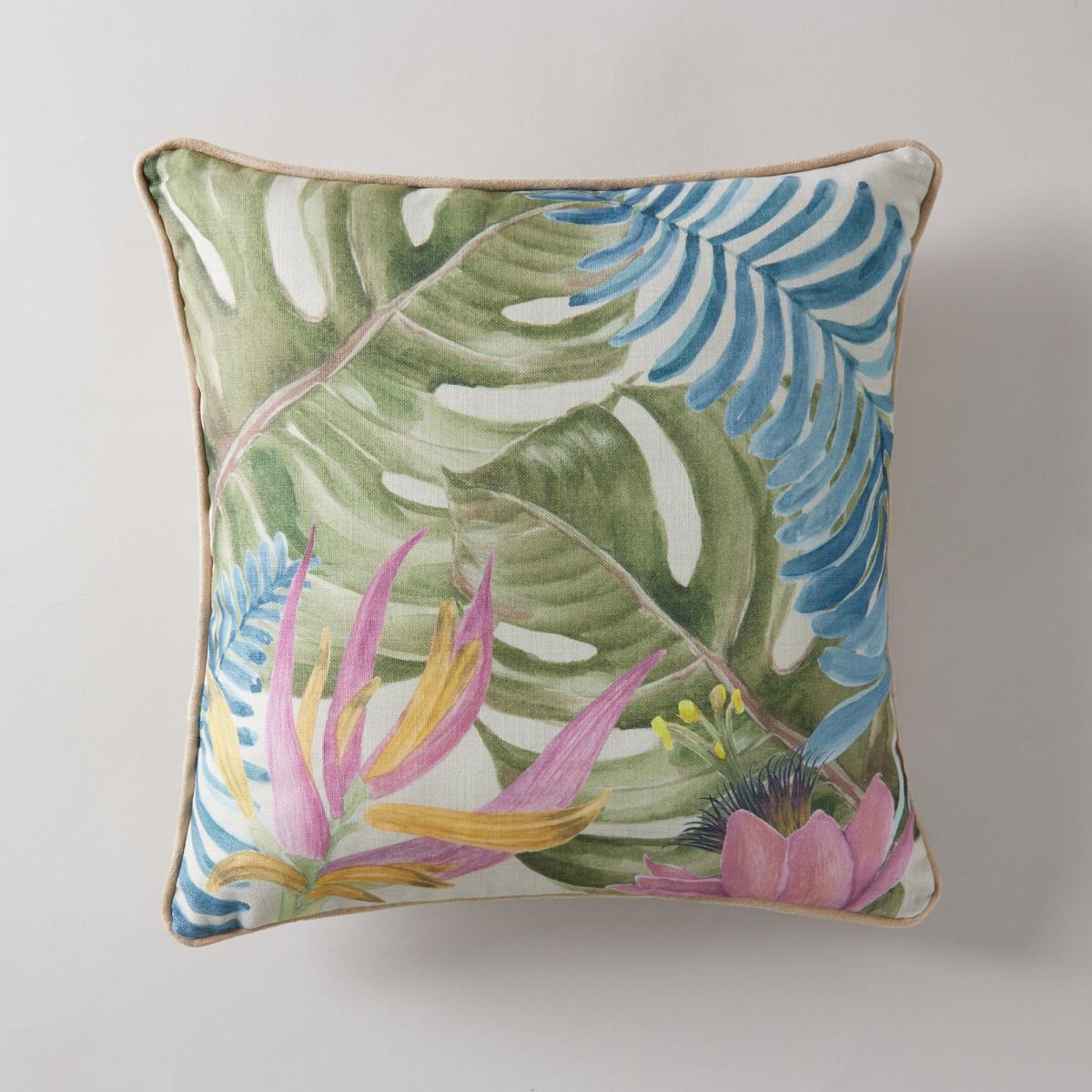 Jungle Floral Cushion Green, Blue and Yellow – image 2