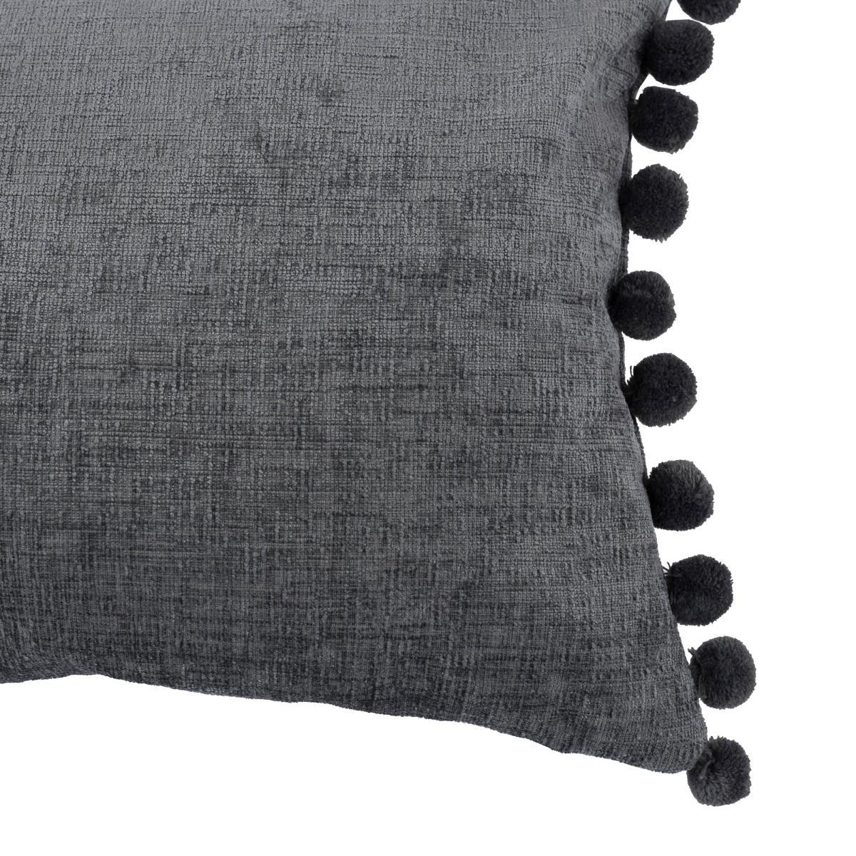 Chenille PomPom Boudoir Cushion Charcoal – image 2