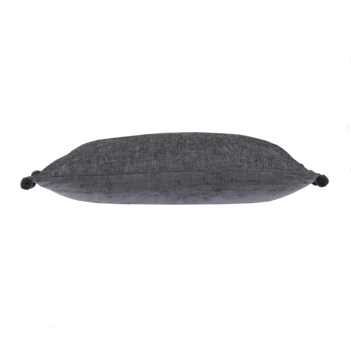 Chenille PomPom Boudoir Cushion Charcoal – image 3