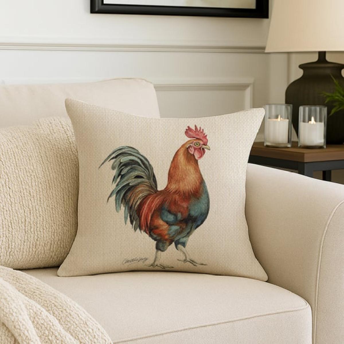 Christine Varley Cockerel Square Cushion – image 1
