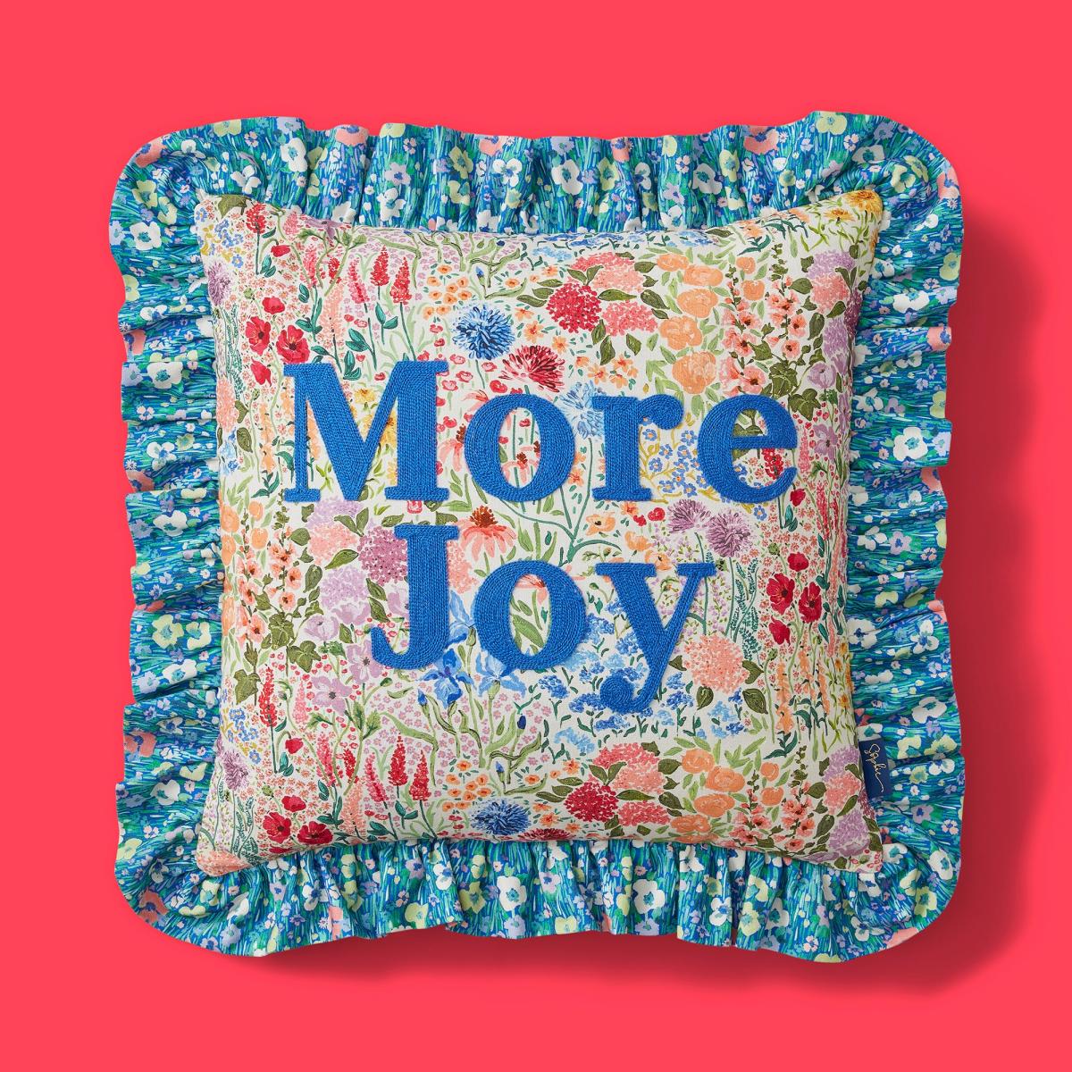 Sophie Robinson More Joy Embroidered Cotton Cushion – image 2