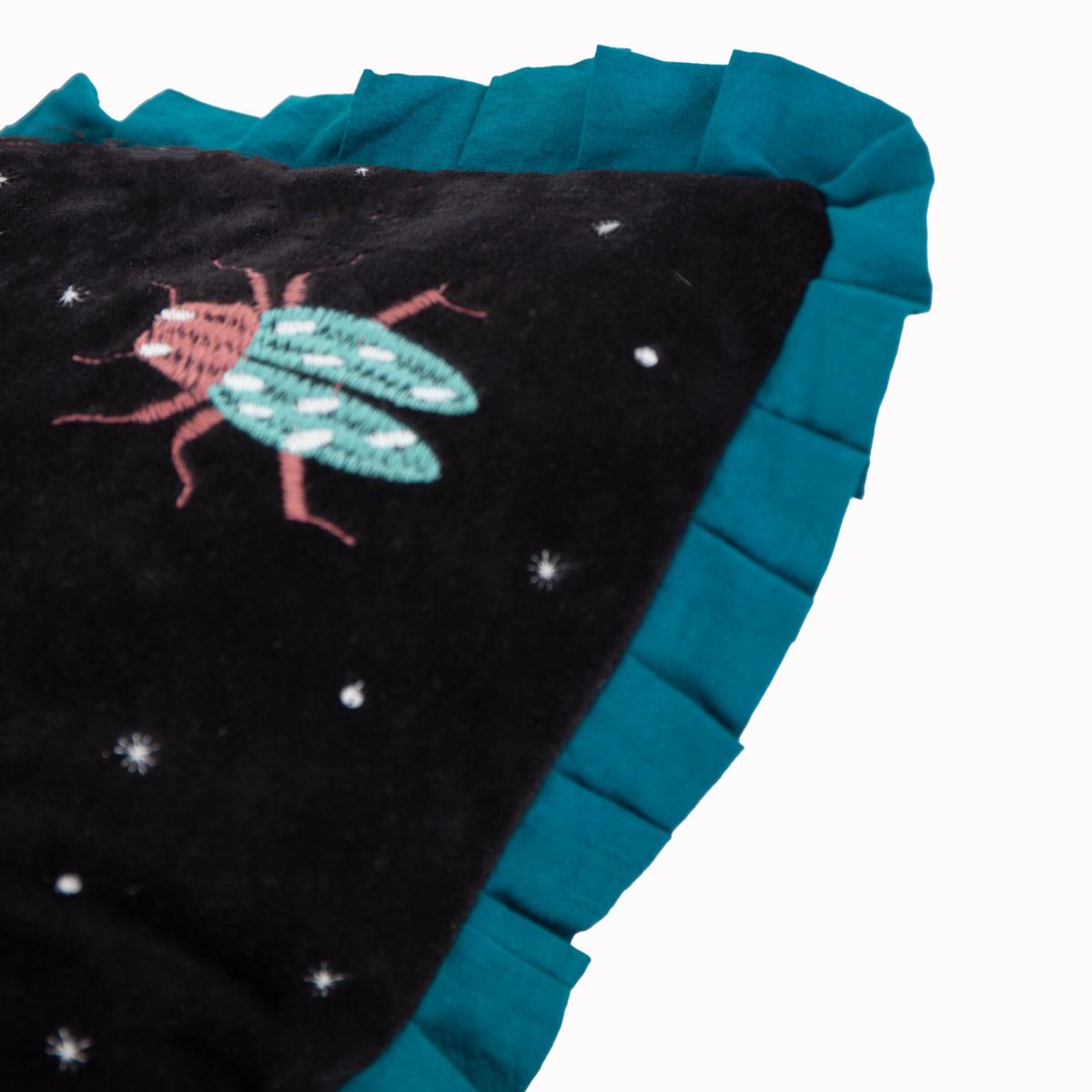 Darkling Beetles Frilled Square Cushion Teal (Blue) – image 5