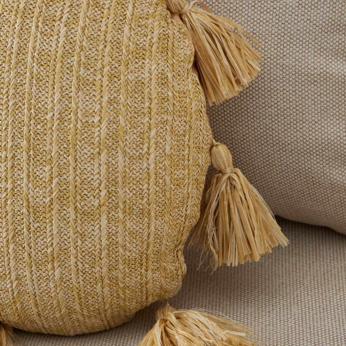 Raffia Pom Pom Cushion Natural – image 2