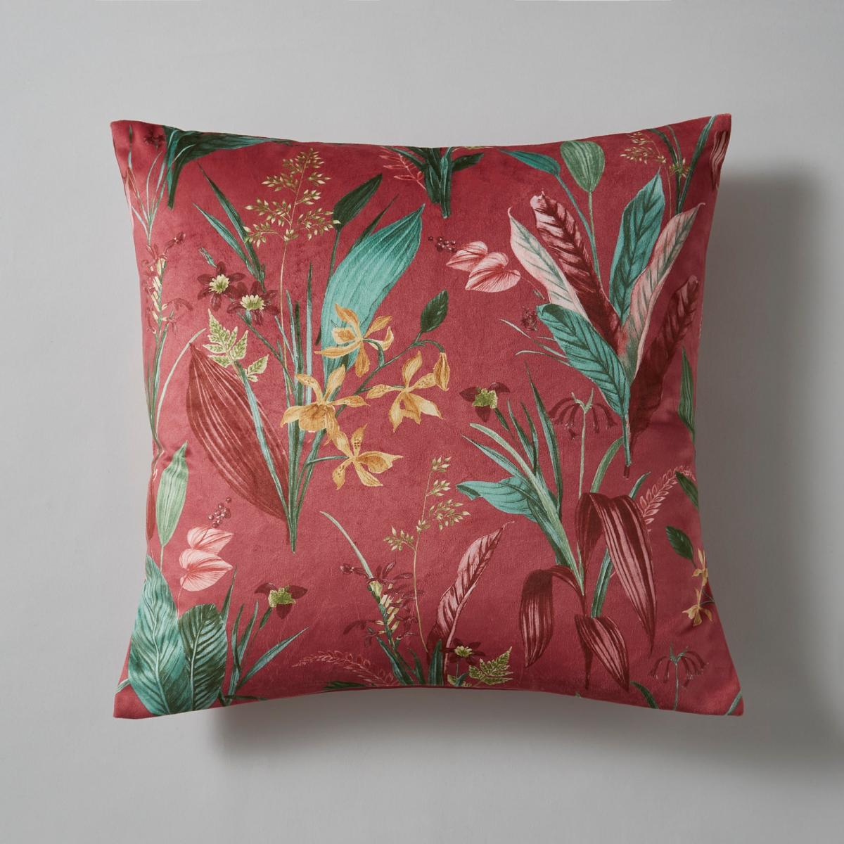 Tropical Velour Cushion Rhubarb Fuschia with Grape (Pink) – image 2