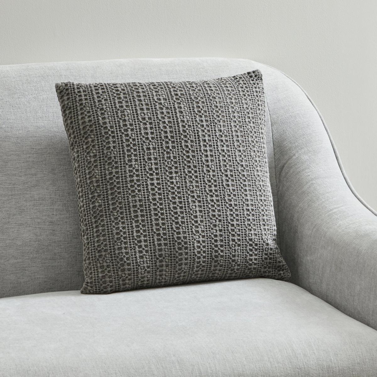 Waffle Cotton Cushion Grey – image 1
