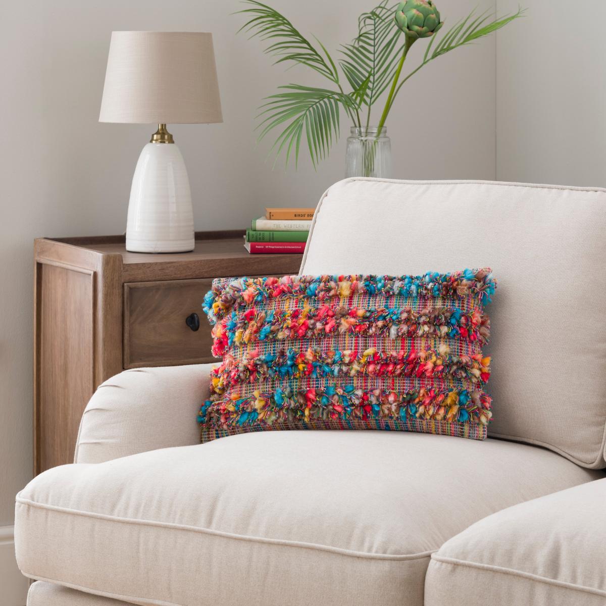 Ava Tufted Stripe Cushion MultiColoured – image 2