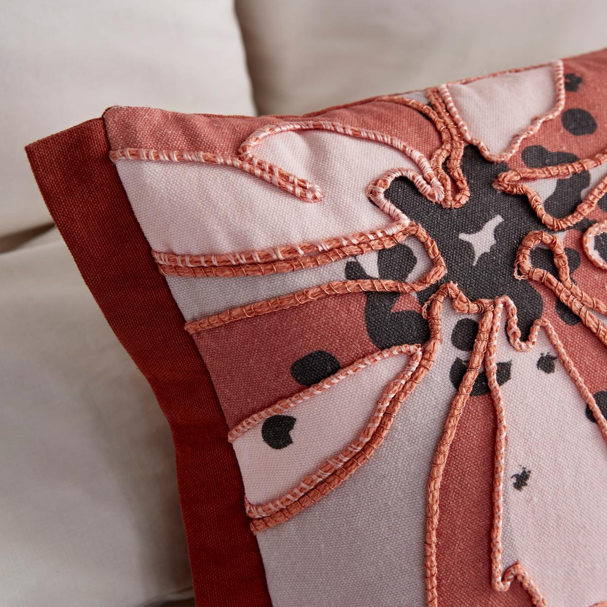 Embroidered Flowers Cushion Purple – image 2