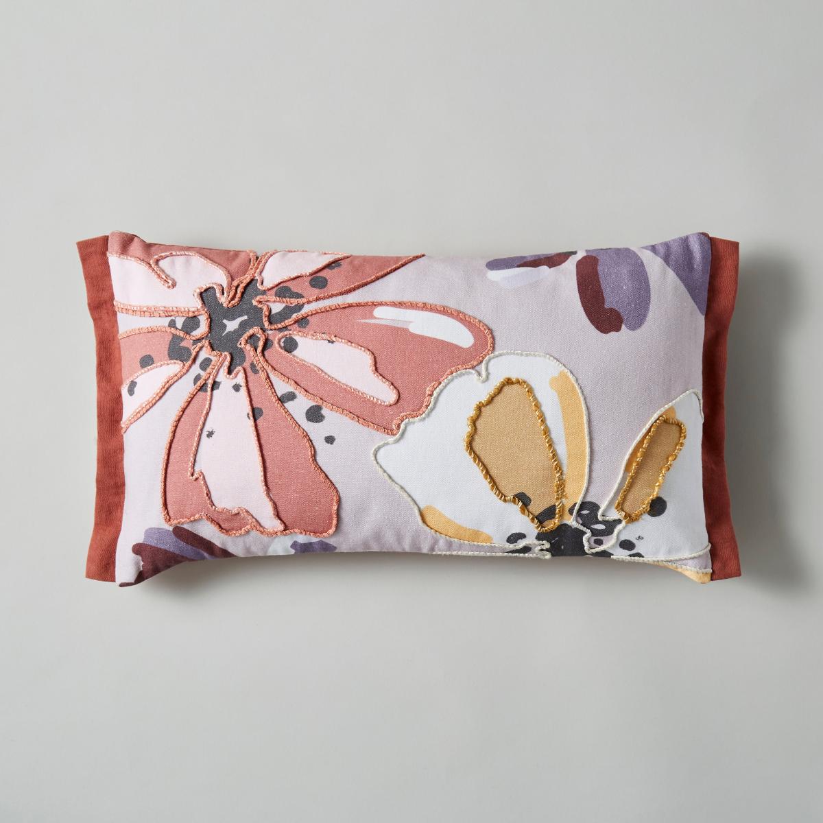 Embroidered Flowers Cushion Purple – image 3