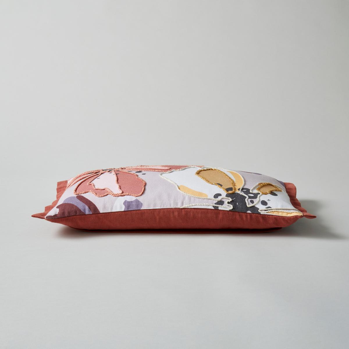 Embroidered Flowers Cushion Purple – image 5