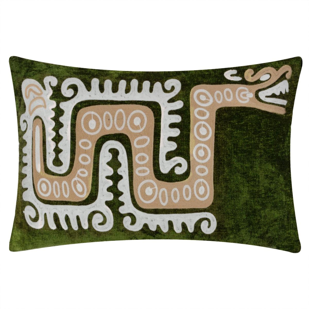 Dynasty Dragon Rectangular Cushion Green – image 2