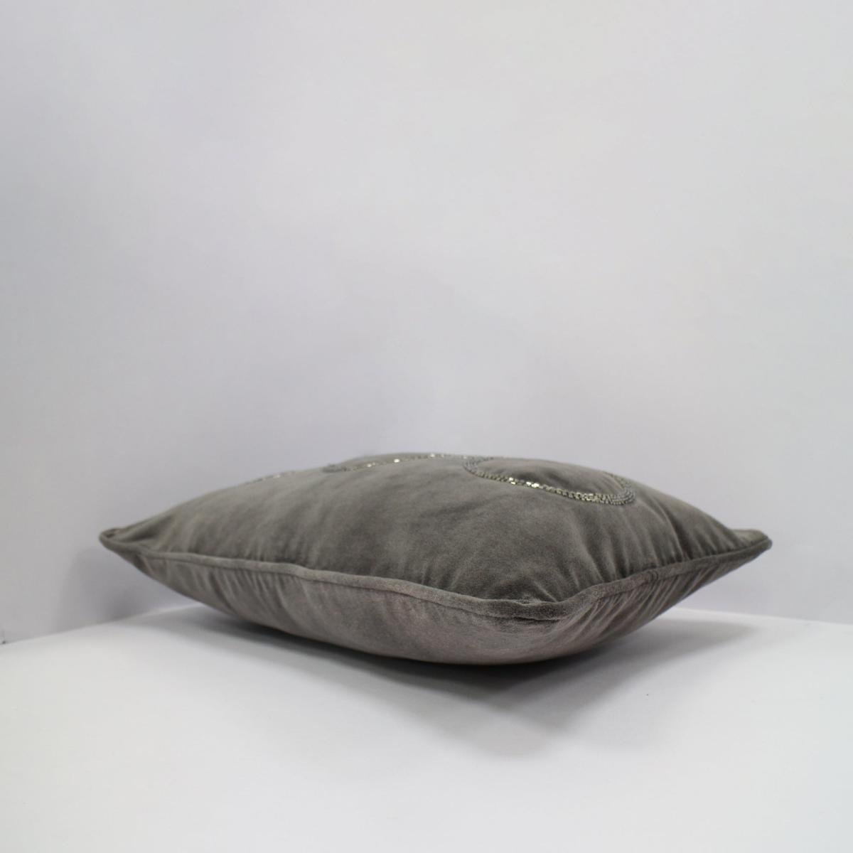 Reluxed Beaded Geo Grey Cushion Grey and White – image 3