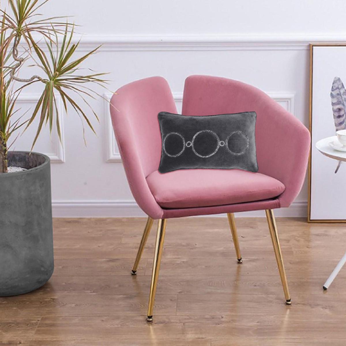 Reluxed Beaded Geo Grey Cushion Grey and White – image 8