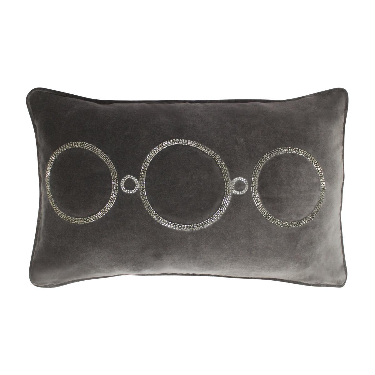 Reluxed Beaded Geo Grey Cushion Grey and White – image 1