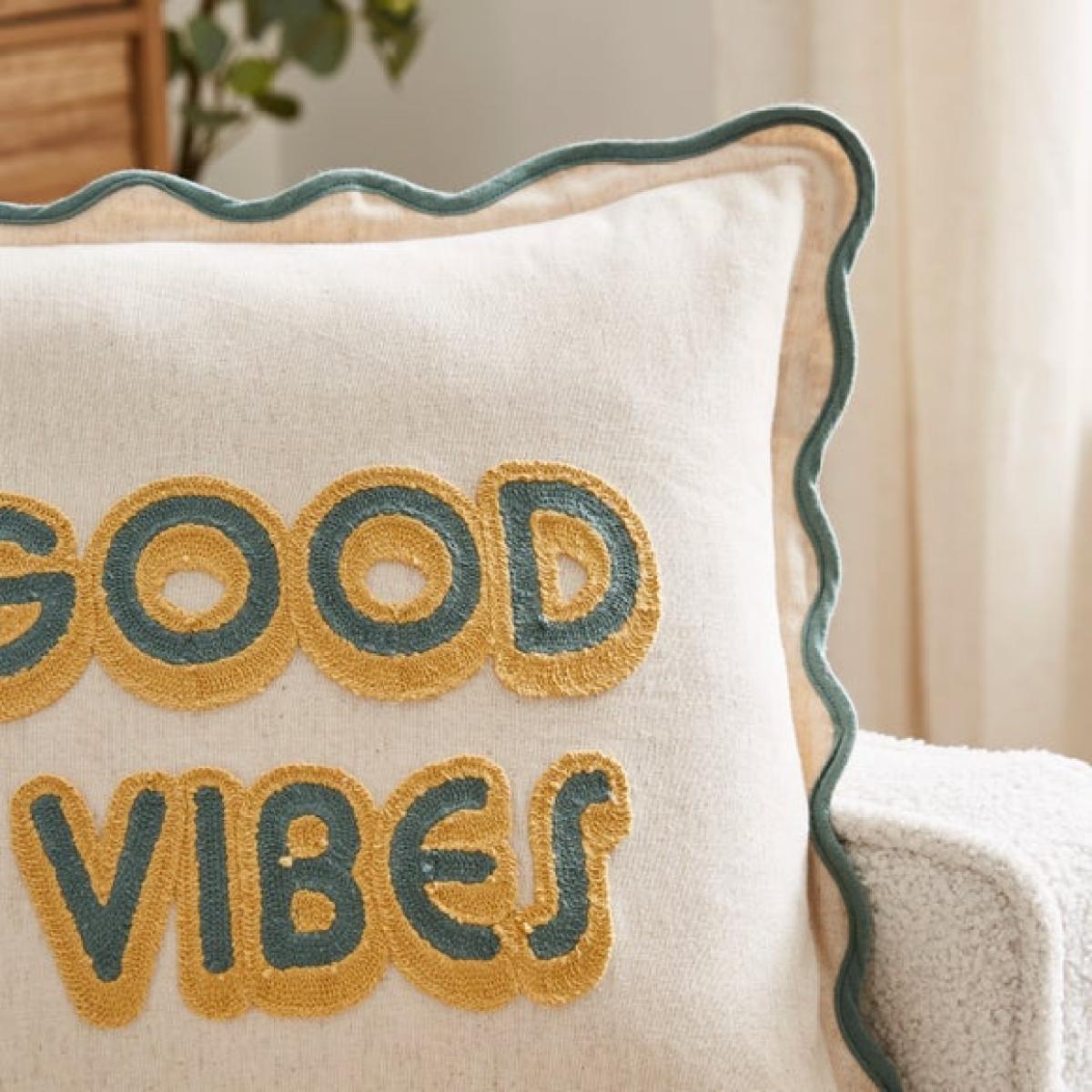 Good Vibes Scallop Square Cushion – image 2