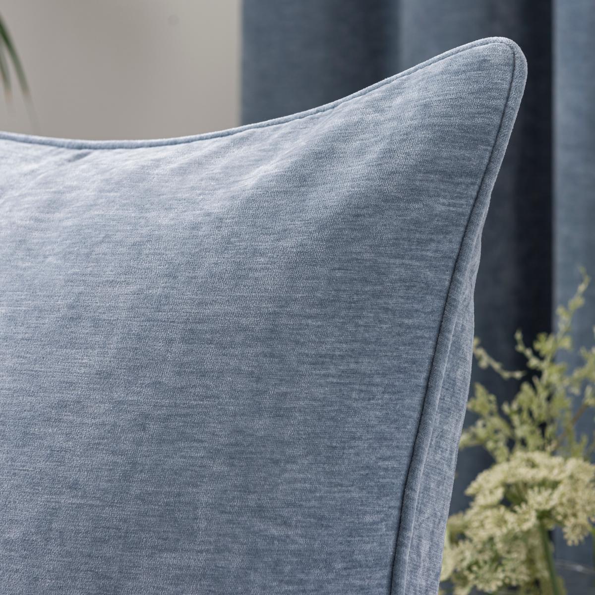 Vintage Chenille Square Cushion Soft Blue – image 2