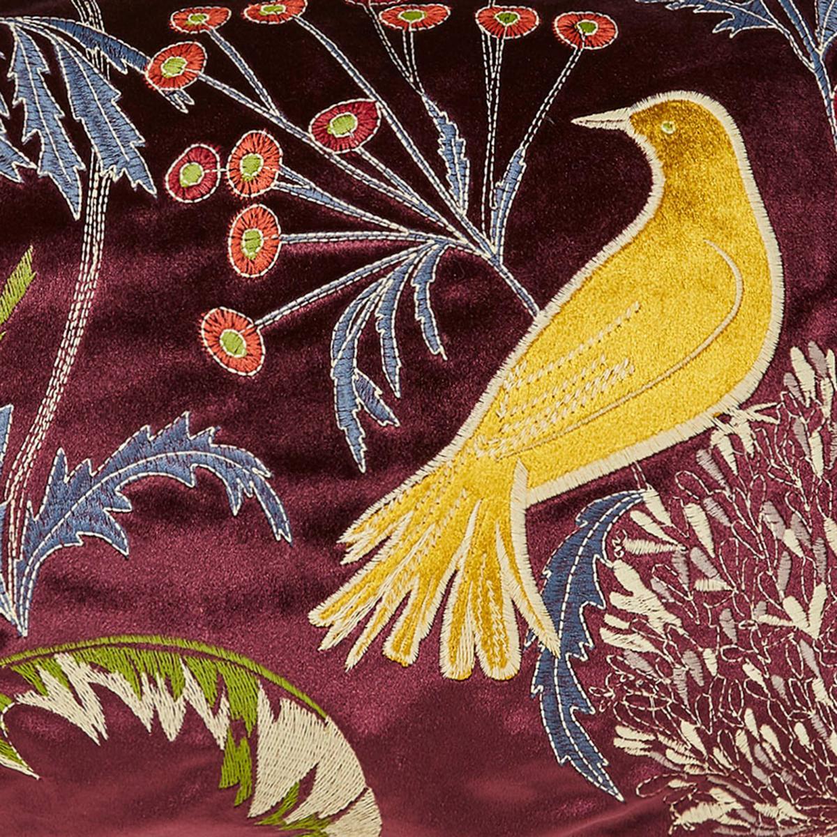 Embroidered Bird Cushion Purple – image 4