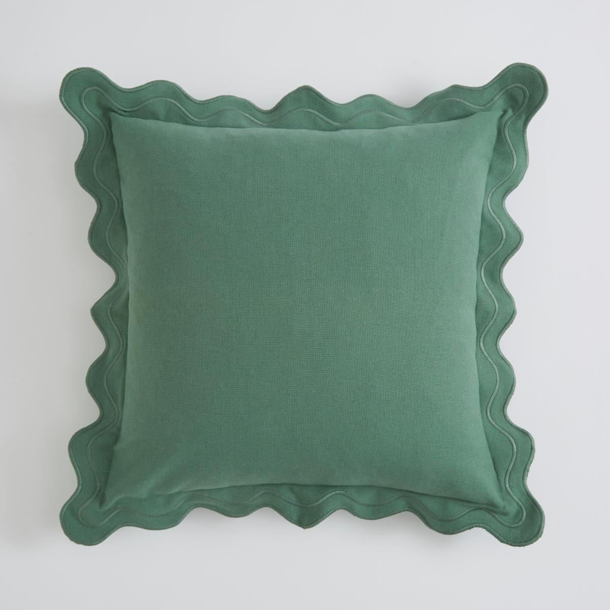 Scalloped Edge Square Cushion Green – image 3