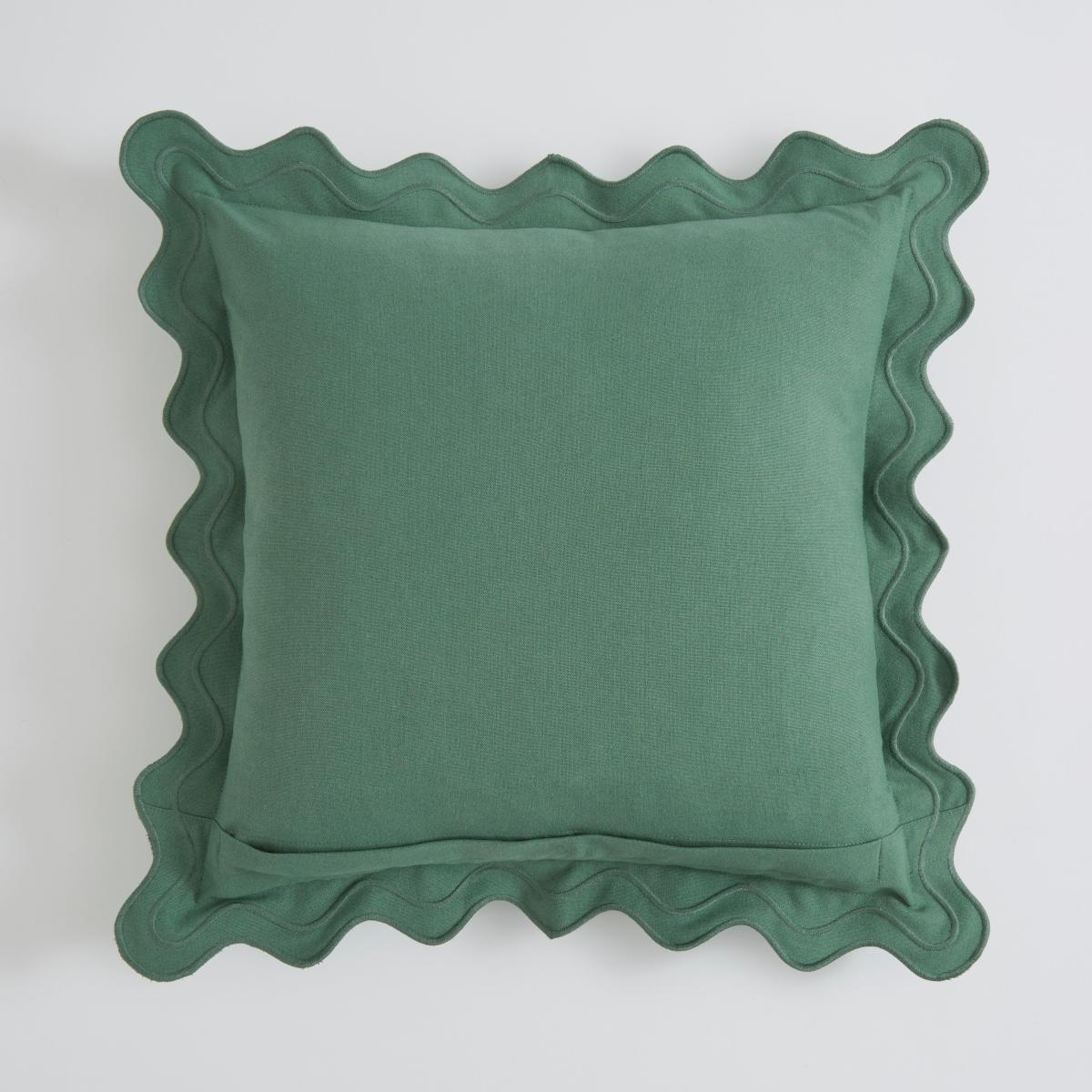 Scalloped Edge Square Cushion Green – image 5
