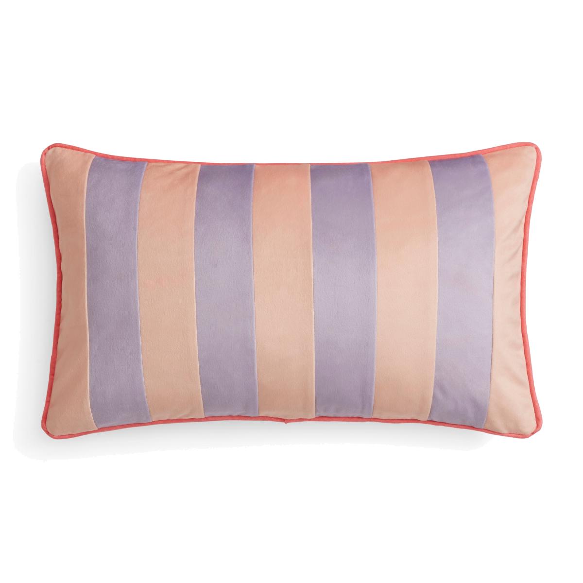 Striped Velvet Rectangle Cushion – image 1
