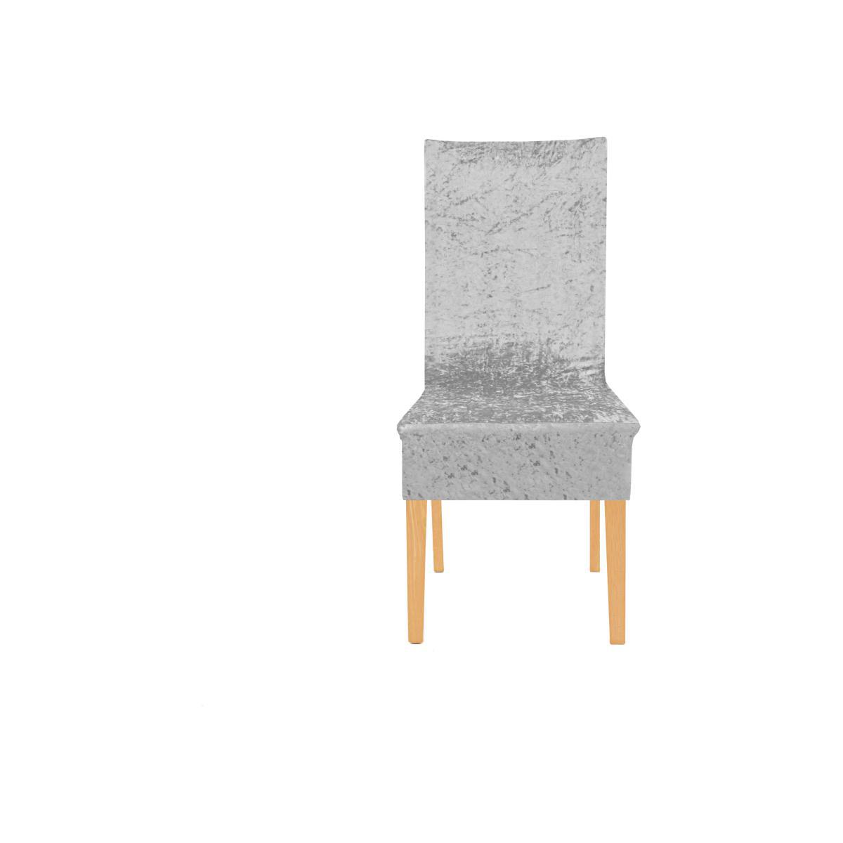 Crushed Velvet Dining Chair Cover Grey – image 1