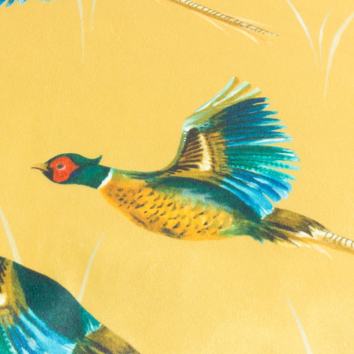 Country Pheasants Square Cushion Yellow – image 2