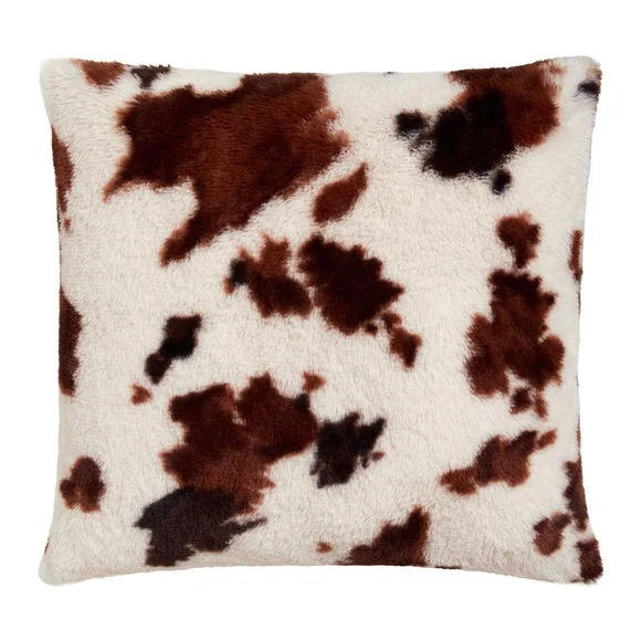 Fusion Cow Print Faux Fur Square Cushion – image 2