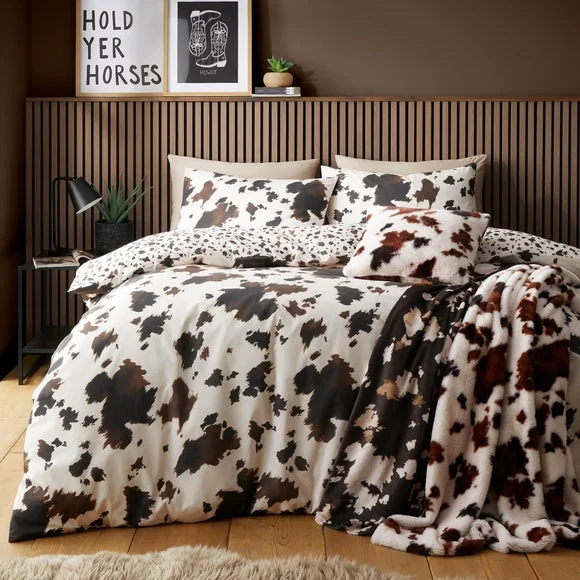 Fusion Cow Print Faux Fur Square Cushion – image 3