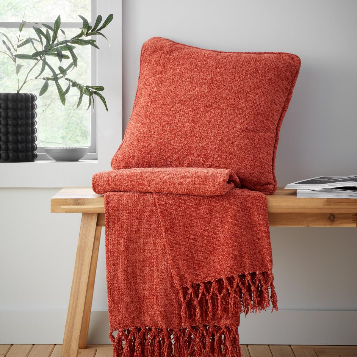 Catherine Lansfield Wilson Plain Chenille Square Cushion – image 6