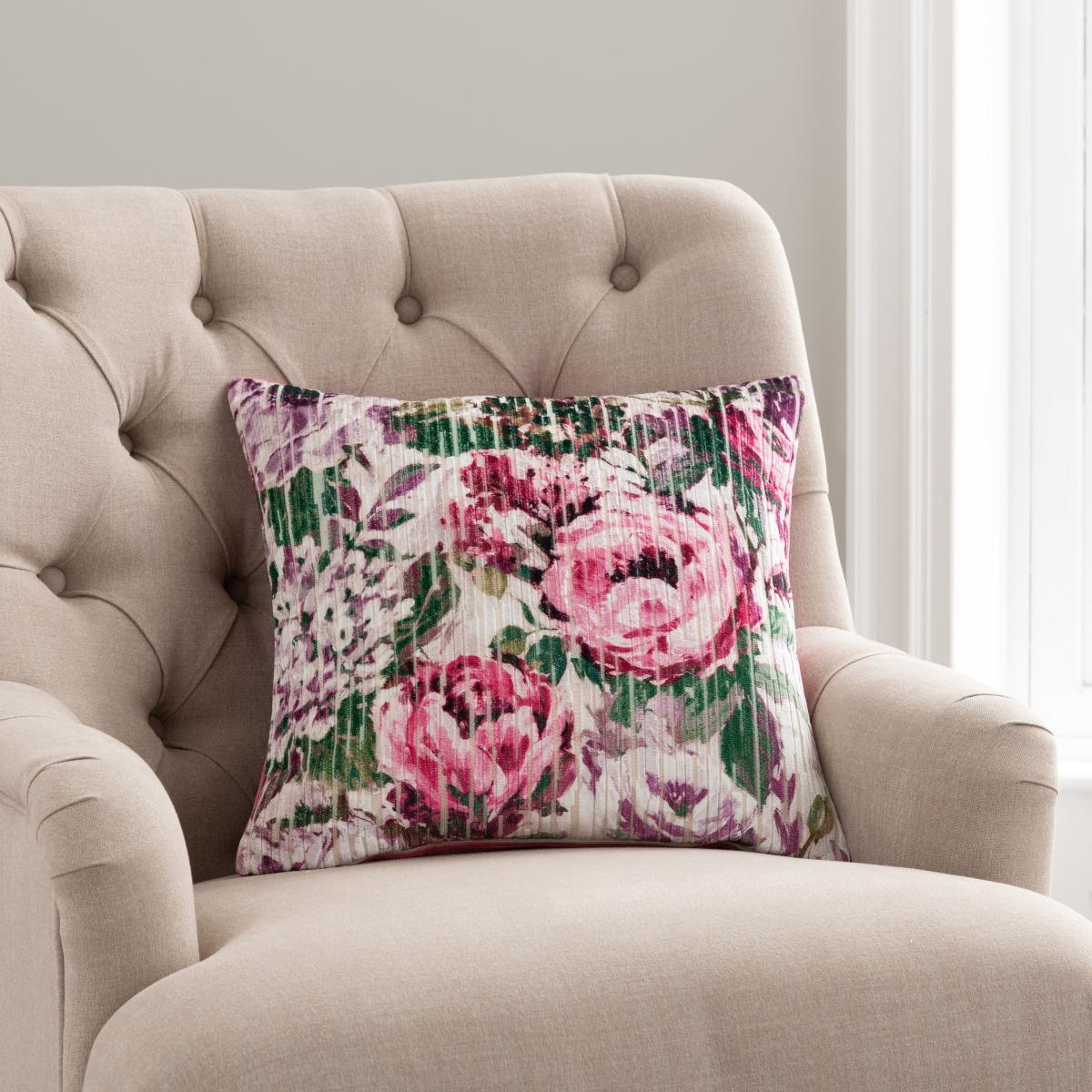 Kinsley Floral Pink Cushion Pink/Green – image 1