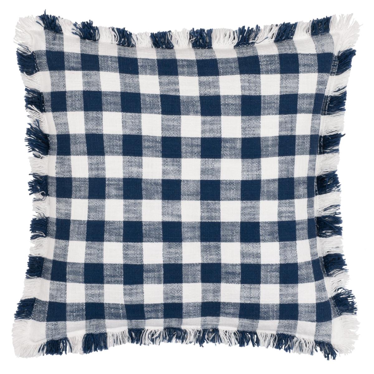 Yard Barton Check Cotton Square Cushion Navy – image 2