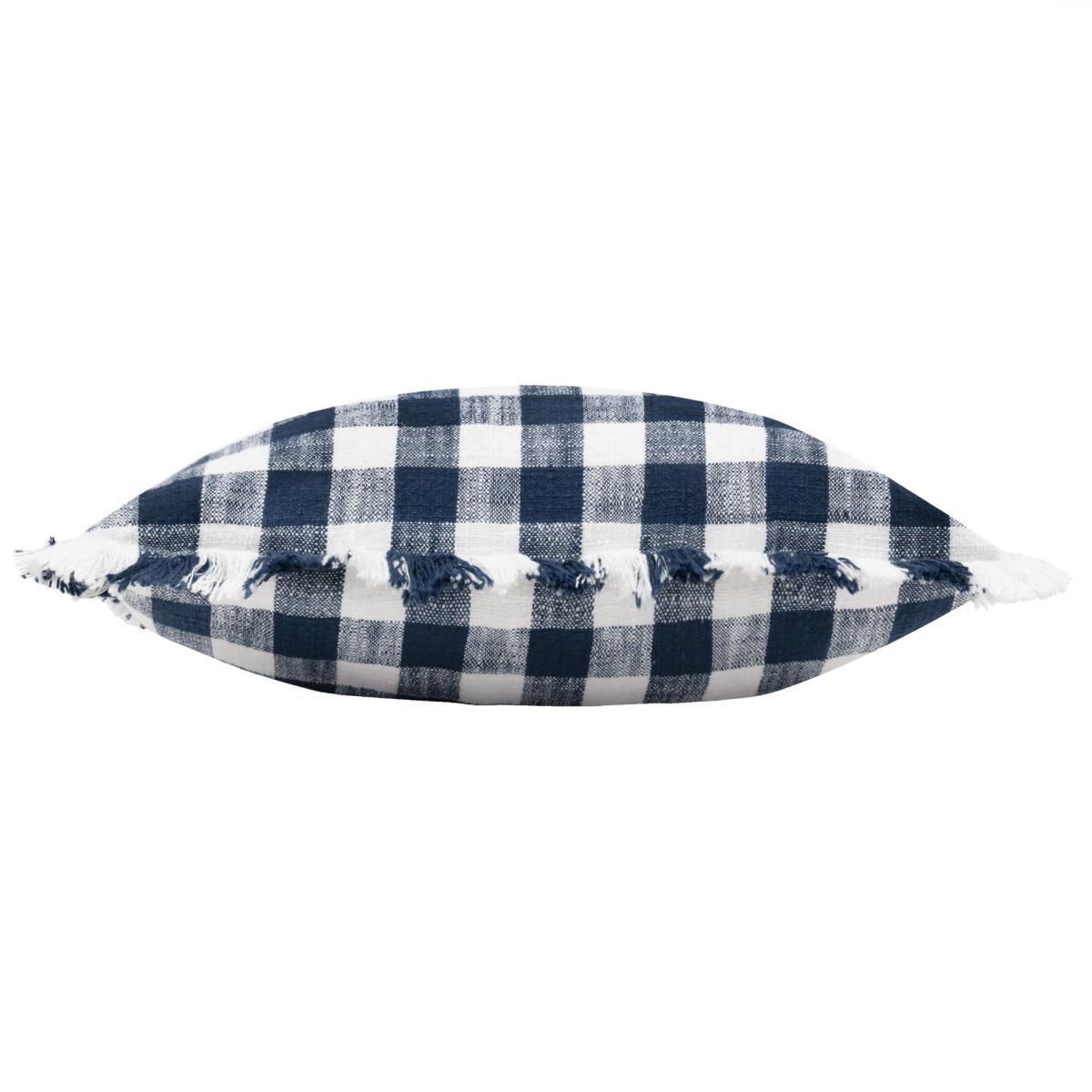 Yard Barton Check Cotton Square Cushion Navy – image 3