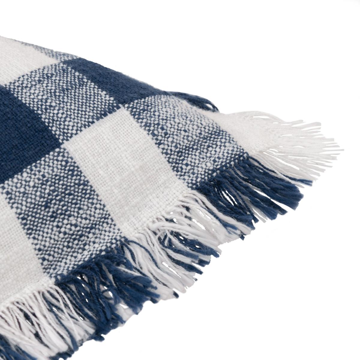 Yard Barton Check Cotton Square Cushion Navy – image 5
