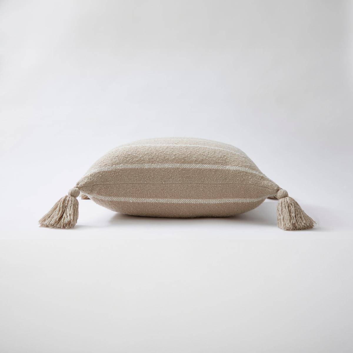 Stripe Woven Tassel Square Cushion Natural – image 4