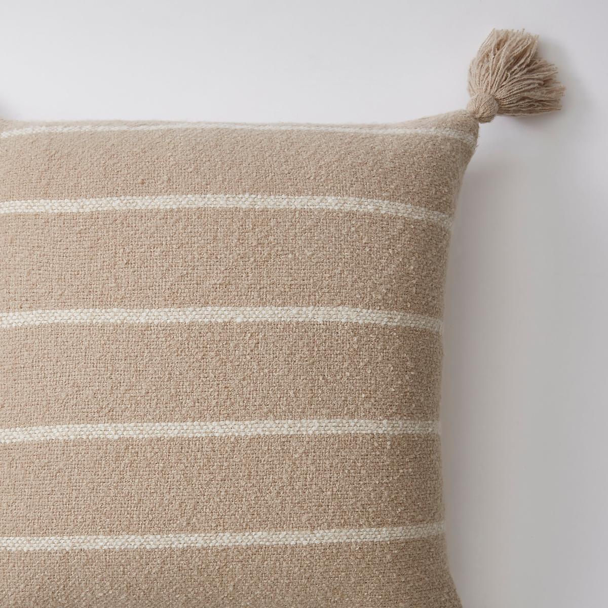Stripe Woven Tassel Square Cushion Natural – image 5