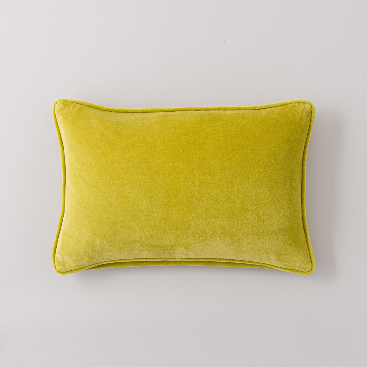 Clara Cotton Velvet Rectangle Cushion Chartreuse – image 2